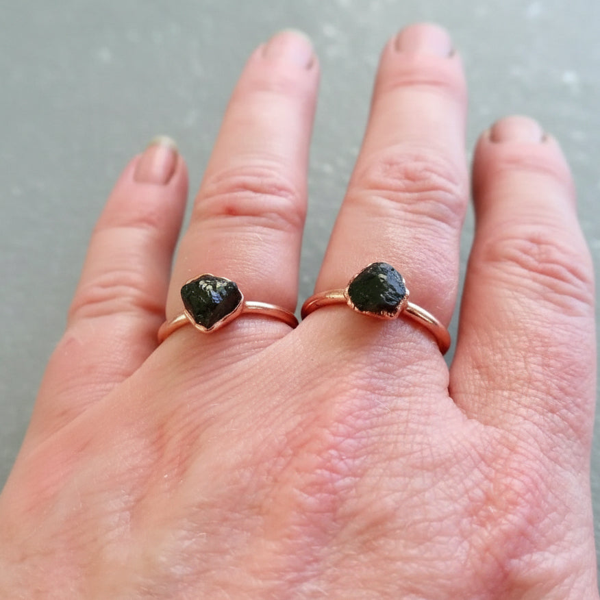 Raw Black Tourmaline Ring -Handcrafted Copper Talisman for Grounding
