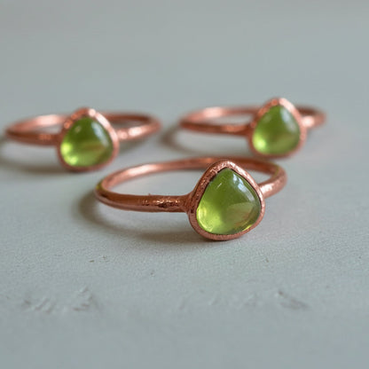 Peridot Ring Handcrafted Copper Talisman For Renewal In Everyday Ritual