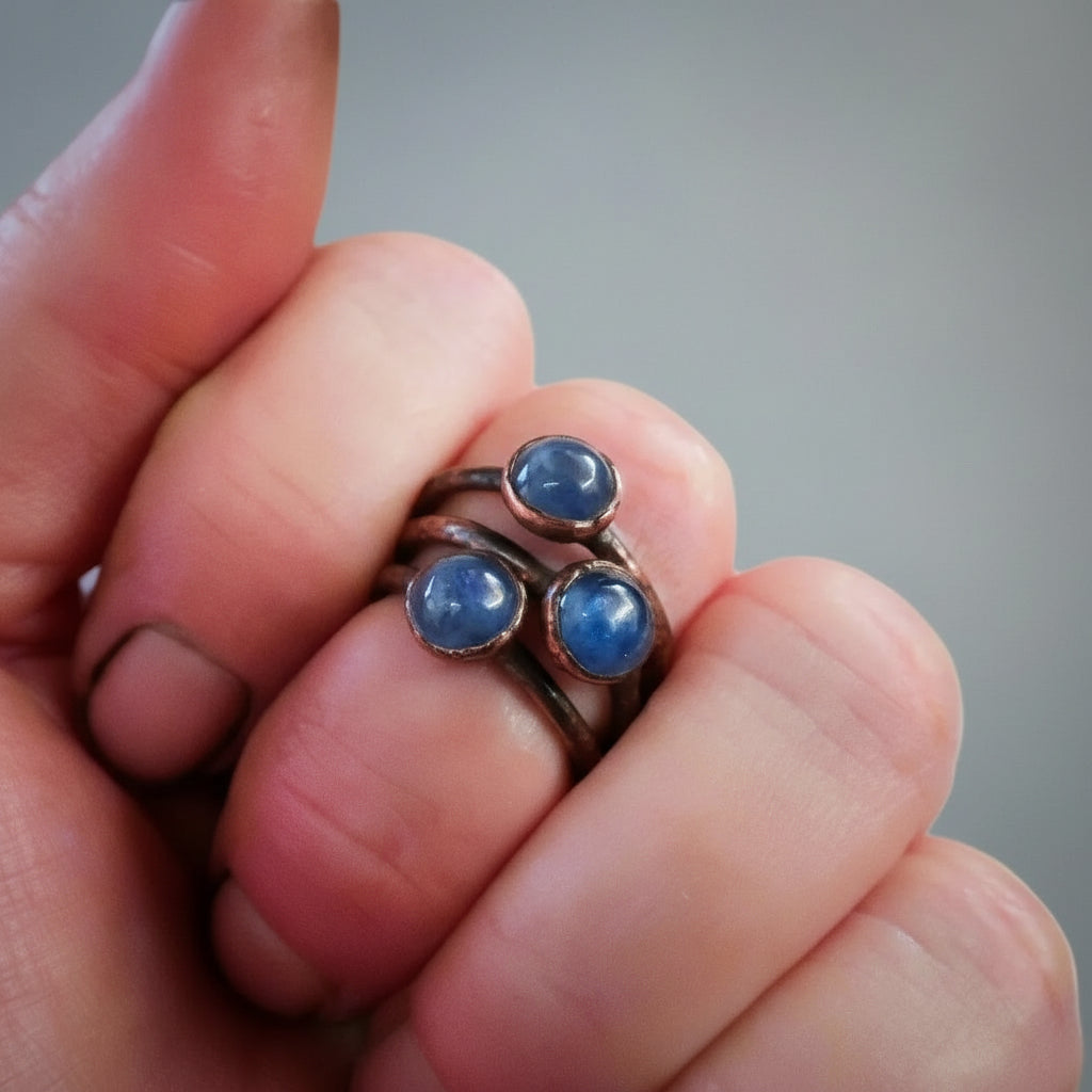 Kyanite Ring - Handcrafted Copper Jewelry Talisman for Inner Peace