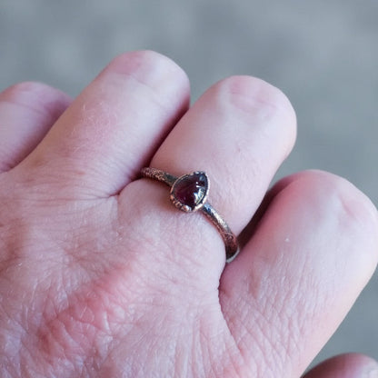 Garnet Ring Handcrafted Copper Talisman For Fiery Vitality
