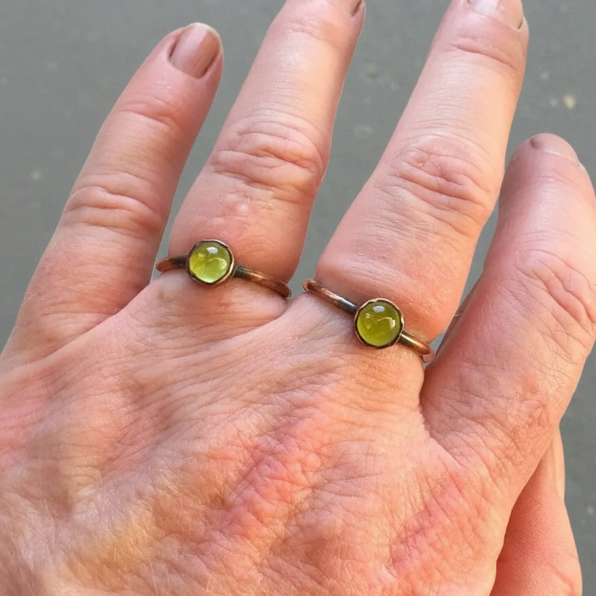 Peridot Copper Ring - Handcrafted Talisman for Renewal and Strength