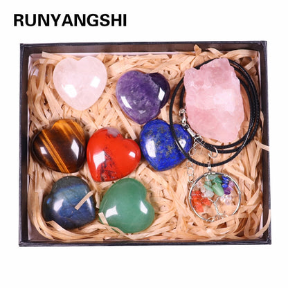Natural crystal quartz Seven Chakra Crystal Love gemstone Healing stone mineral specimen box Collection