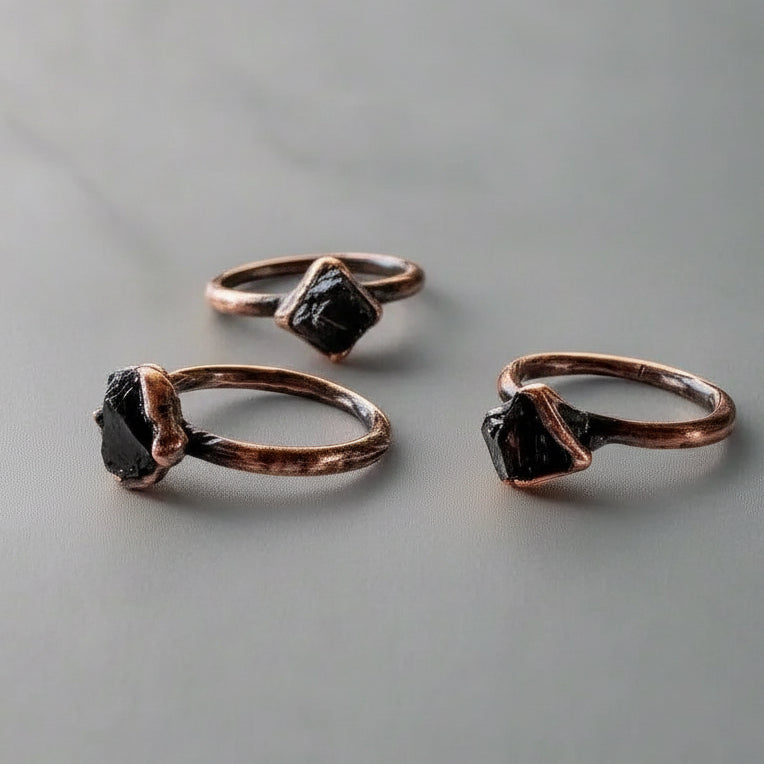 Elite Shungite Ring Handcrafted Copper Talisman For Daily Grounding