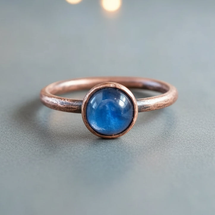 Kyanite Ring - Handcrafted Copper Jewelry Talisman for Inner Peace