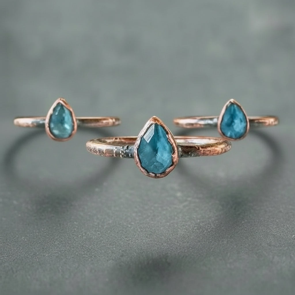 London Blue Topaz Ring - Handcrafted Copper Talisman For Calm Clarity