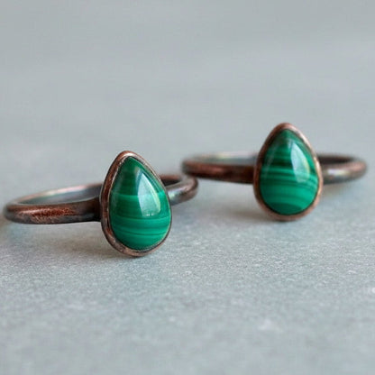 Handcrafted Copper Malachite Ring For Grounding Everyday Personal Rituals