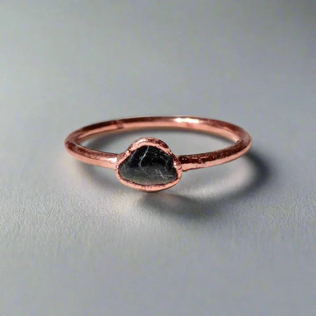 Handcrafted Copper Black Tourmaline Ring For Grounding Protection