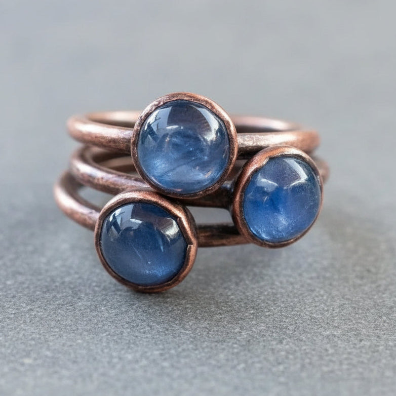 Kyanite Ring - Handcrafted Copper Jewelry Talisman for Inner Peace