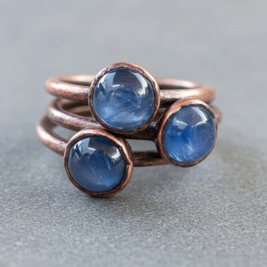 Kyanite Ring - Handcrafted Copper Jewelry Talisman for Inner Peace