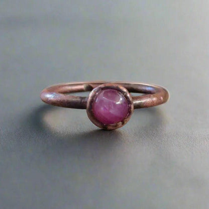 Handcrafted Copper Pink Sapphire Ring For Self Love Everyday Wear