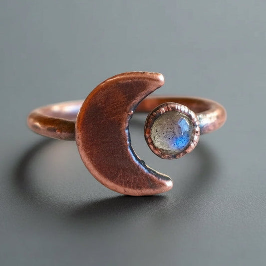 Labradorite Ring — Handcrafted Copper Talisman Jewelry For Intuition