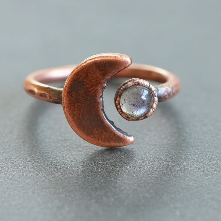 Labradorite Ring — Handcrafted Copper Talisman Jewelry For Intuition