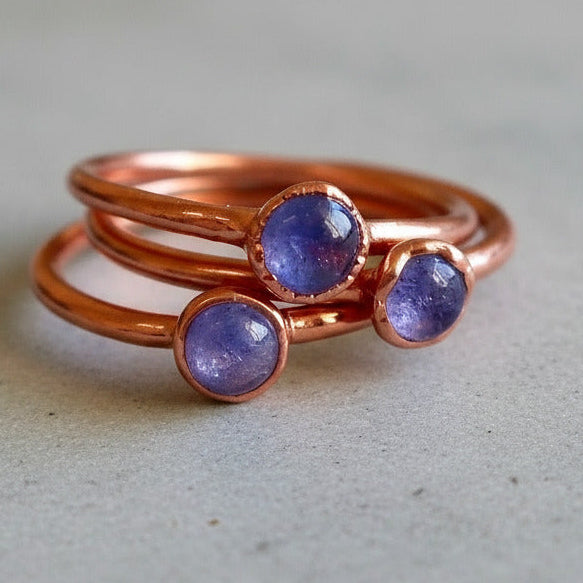 Tanzanite Ring — Handcrafted Copper Talisman for Calm Confidence