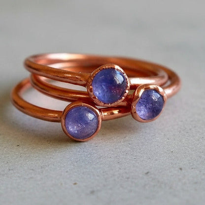 Tanzanite Ring — Handcrafted Copper Talisman for Calm Confidence