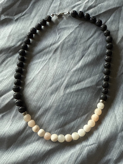 Lava & Pink Aventurine Beaded Necklace