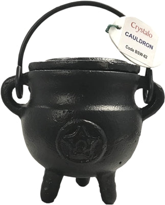 Crystalo -Pentacle Iron Cauldron with Lid - BSW-82