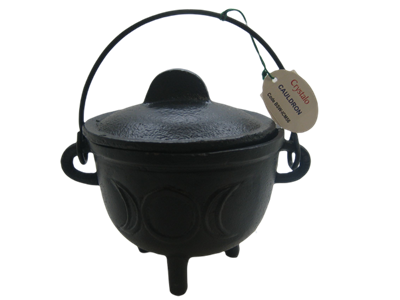 Crystalo - Triple Moon Cast Iron Cauldron with Lid - BSW-ICM56