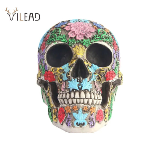 DecorBites™ Colorful Skull Ornaments Halloween Figurines Medical Room Decor Statue Gift