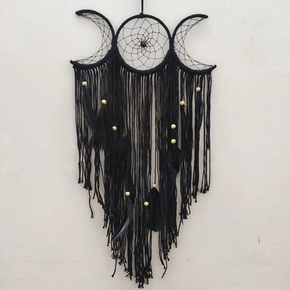 Triple Moon Goddess Macrame Wall Hanging Boho Half Moon Large Dream Catcher Decor Home Bedroom Chic Decoration Art Craft Gift