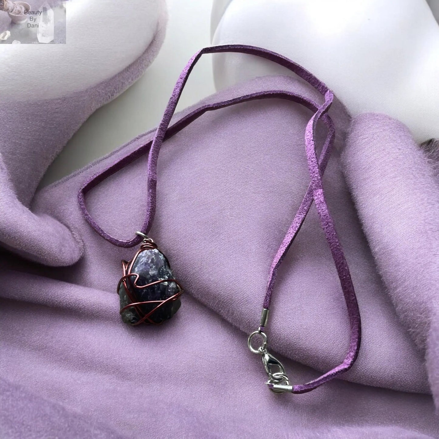 Amethyst Necklace on Leather Cord