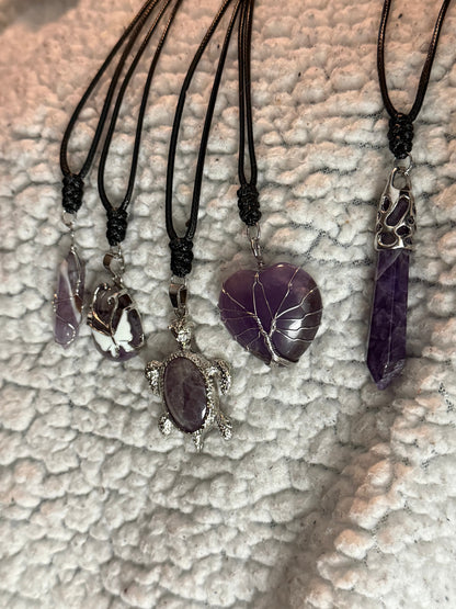 Adjustable Amethyst Pendant Necklace