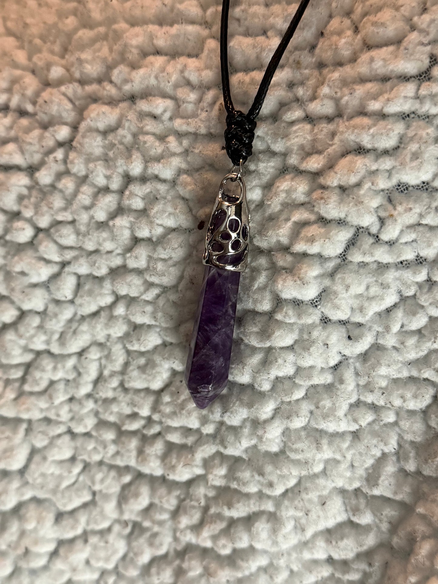 Adjustable Amethyst Pendant Necklace