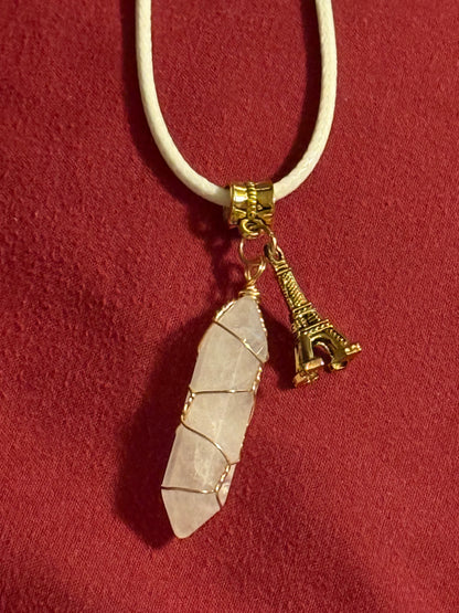 Goldtone Wire Wrap Quartz Necklace