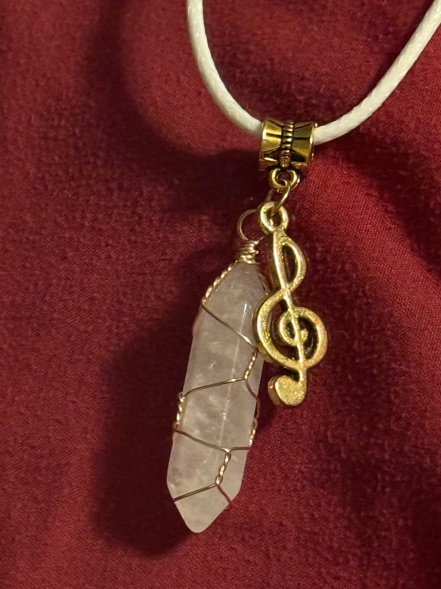 Goldtone Wire Wrap Quartz Necklace