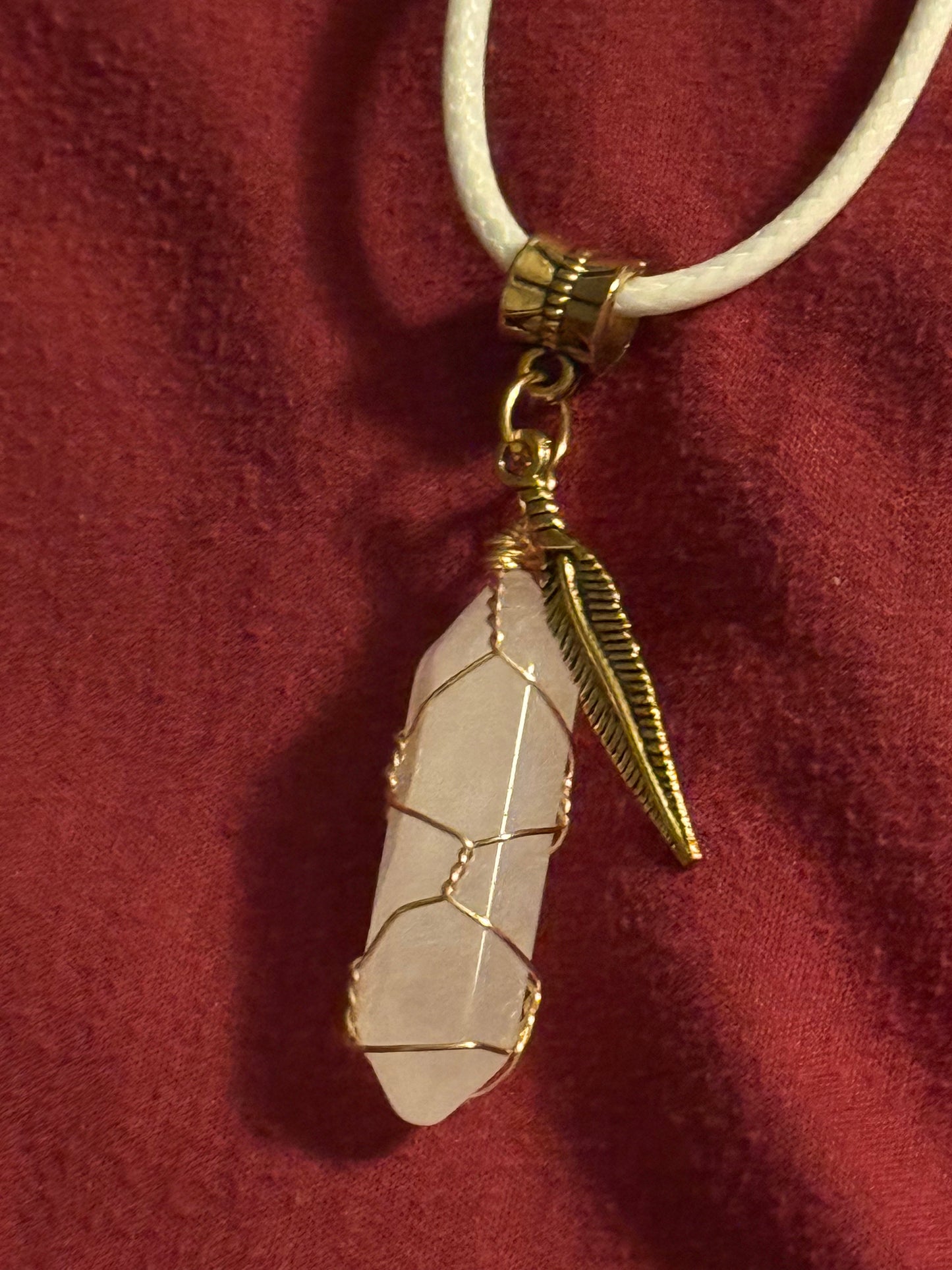 Goldtone Wire Wrap Quartz Necklace