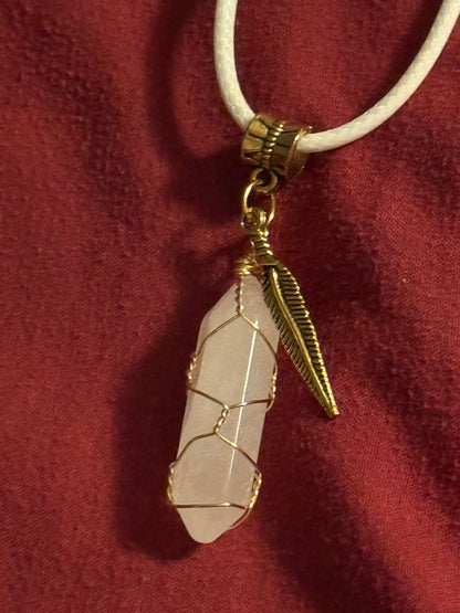 Goldtone Wire Wrap Quartz Necklace