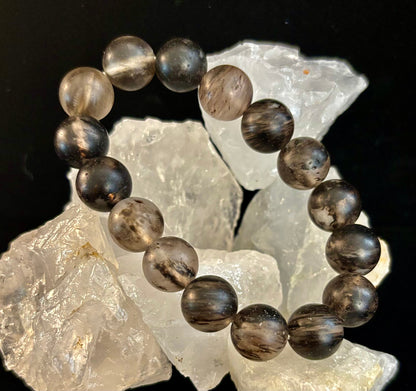 Watermelon Black Matte Stretch Stone Bracelet – 12mm Bold Beads | Grounding Energy & Fierce Style