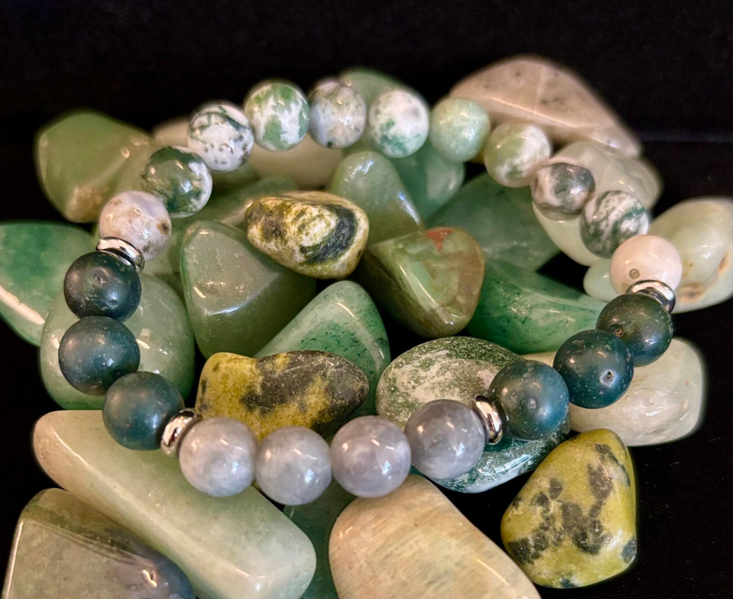 Tree Agate, Moss Agate & Burmese Jade Bracelet – Grounded Energy & New Beginnings 🌿✨