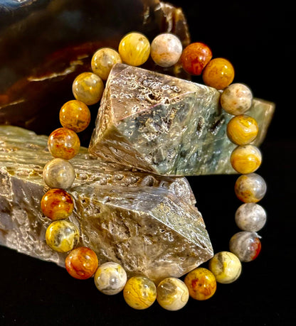 Crazy Lace Agate Bracelet – 8mm Beads for Joy, Vitality & Balance (Medium Wrists)