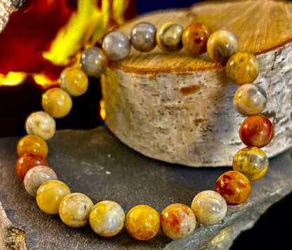 Crazy Lace Agate Bracelet – 8mm Beads for Joy, Vitality & Balance (Medium Wrists)