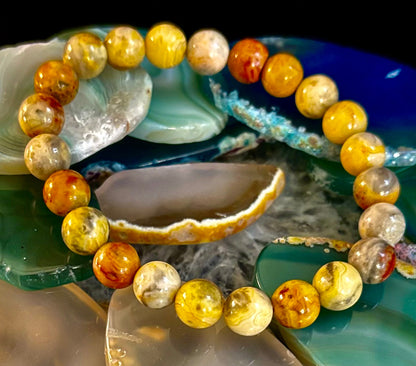 Crazy Lace Agate Bracelet – 8mm Beads for Joy, Vitality & Balance (Medium Wrists)