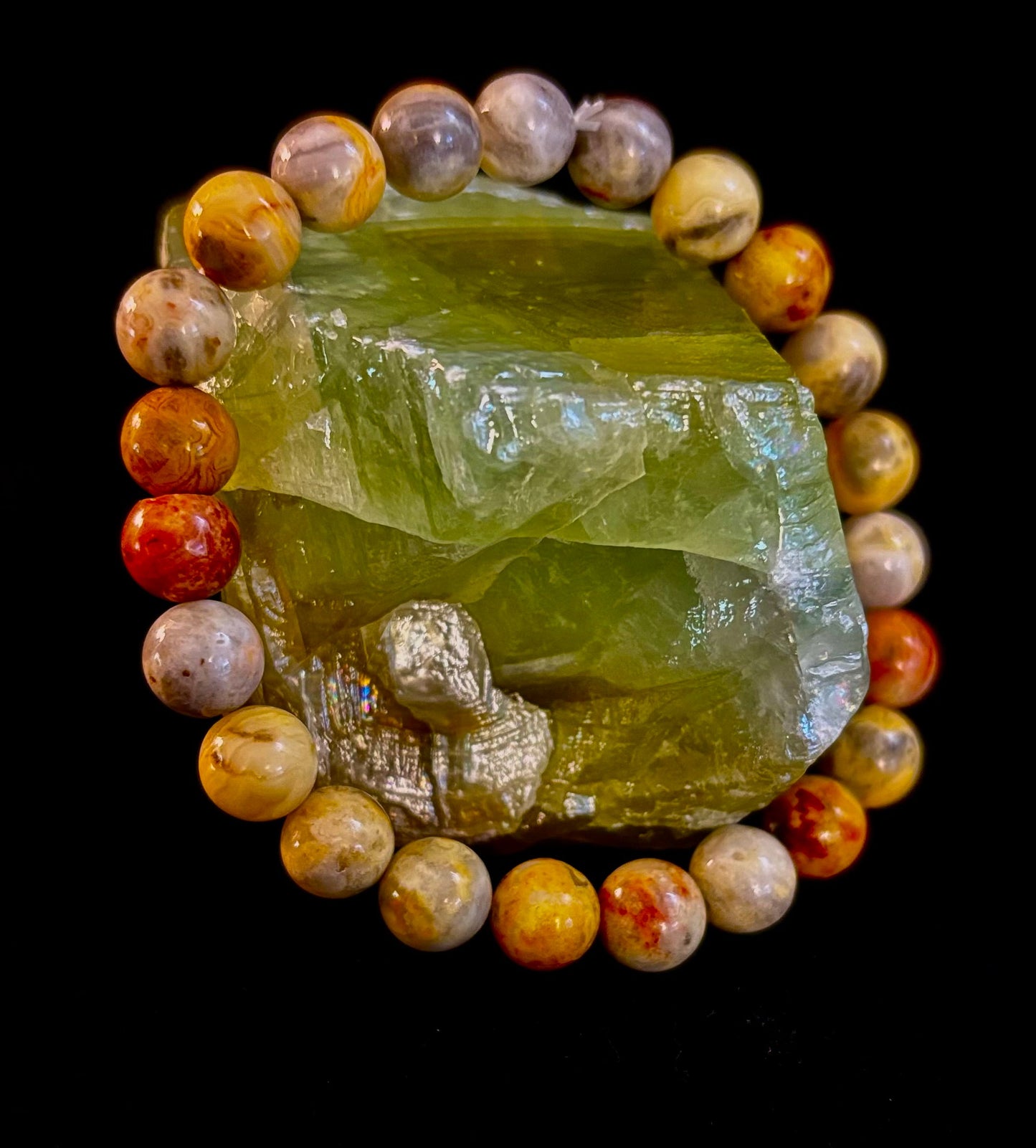 Crazy Lace Agate Bracelet – 8mm Beads for Joy, Vitality & Balance (Medium Wrists)
