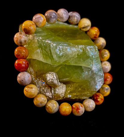 Crazy Lace Agate Bracelet – 8mm Beads for Joy, Vitality & Balance (Medium Wrists)