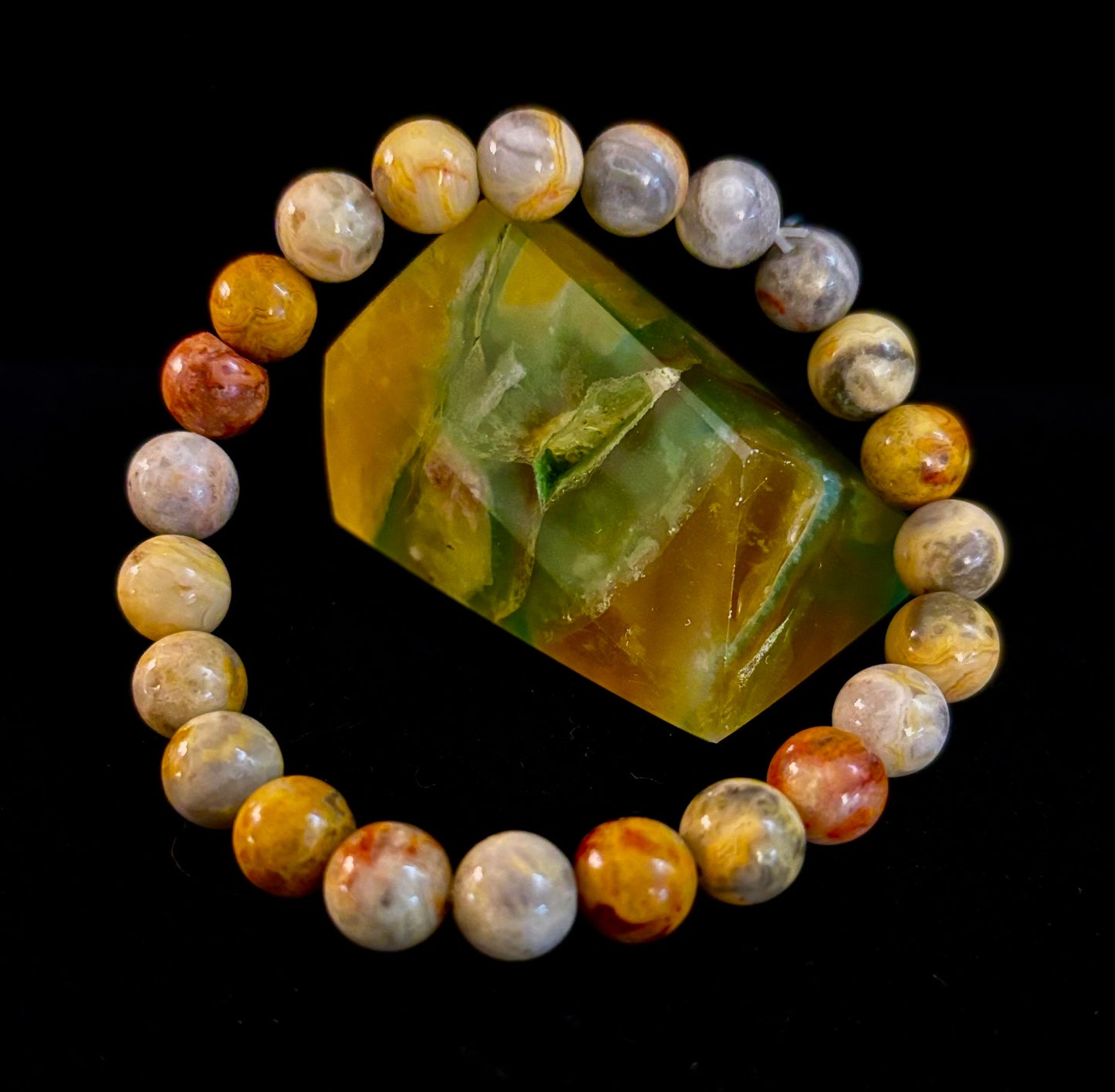 Crazy Lace Agate Bracelet – 8mm Beads for Joy, Vitality & Balance (Medium Wrists)