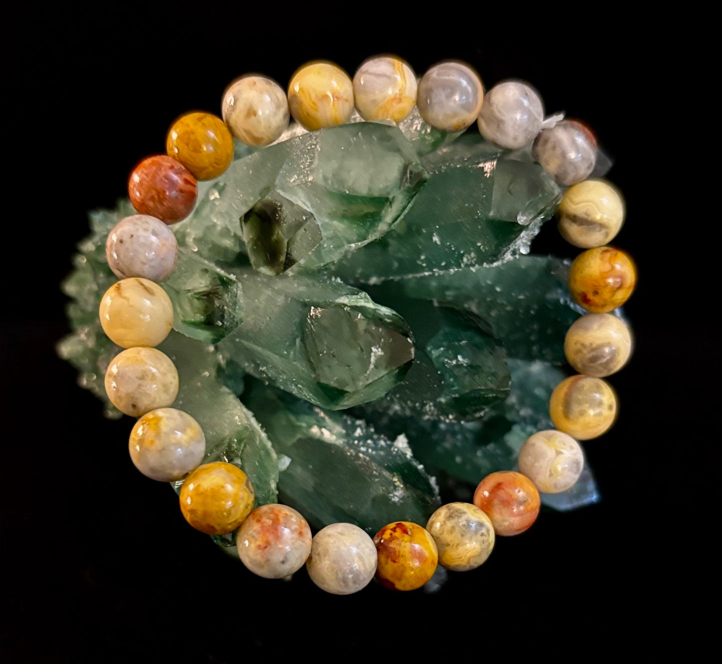 Crazy Lace Agate Bracelet – 8mm Beads for Joy, Vitality & Balance (Medium Wrists)