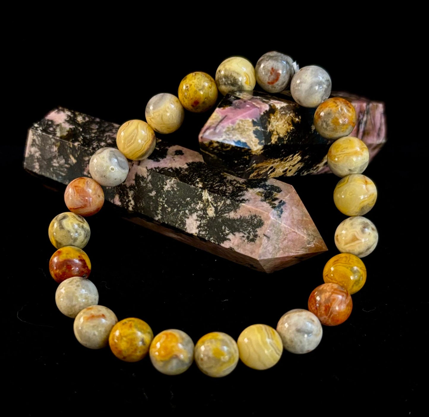 Crazy Lace Agate Bracelet – 8mm Beads for Joy, Vitality & Balance (Medium Wrists)