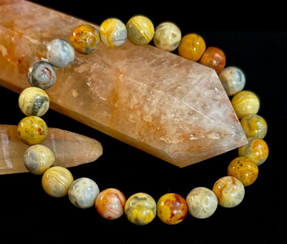 Crazy Lace Agate Bracelet – 8mm Beads for Joy, Vitality & Balance (Medium Wrists)