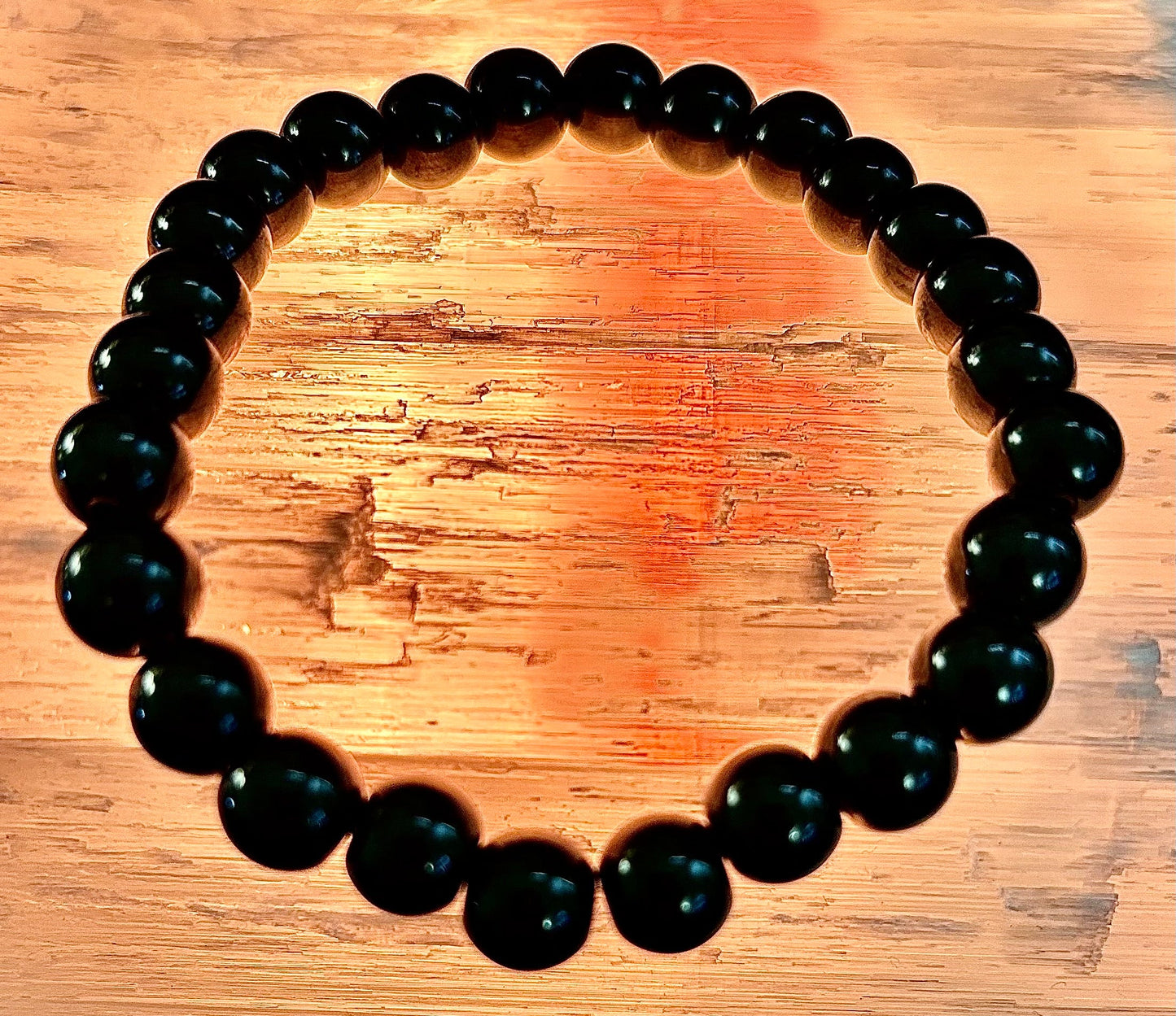 🖤 8mm Magnetic Black Beaded Bracelet – Medium Wrists - Unisex