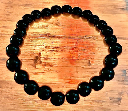 🖤 8mm Magnetic Black Beaded Bracelet – Medium Wrists - Unisex