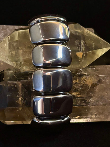 Grounded Power Hematite Bracelet | Ellipse-Style Energy Bracelet for Large Wrists
