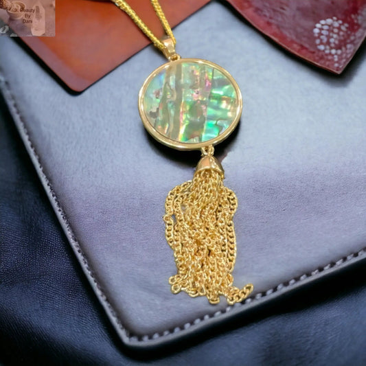 Abalone Tassel Circle Necklace