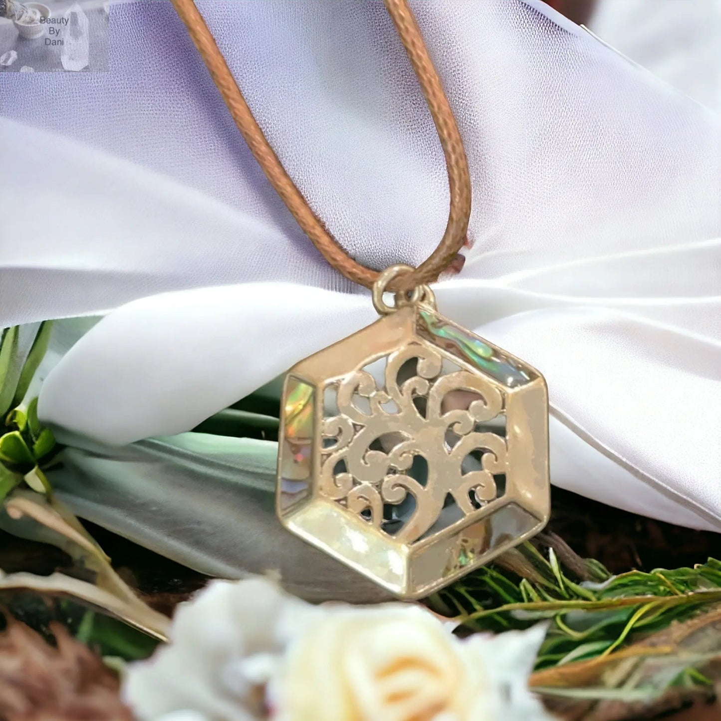 Abalone Geometric Pendant Necklace