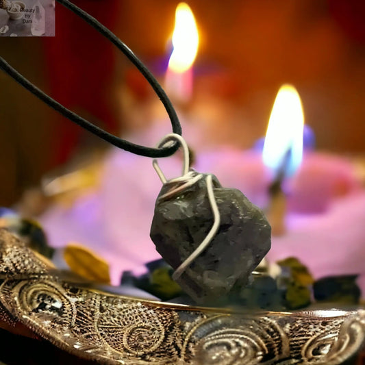 Amethyst Healing Necklace on Leather Cord