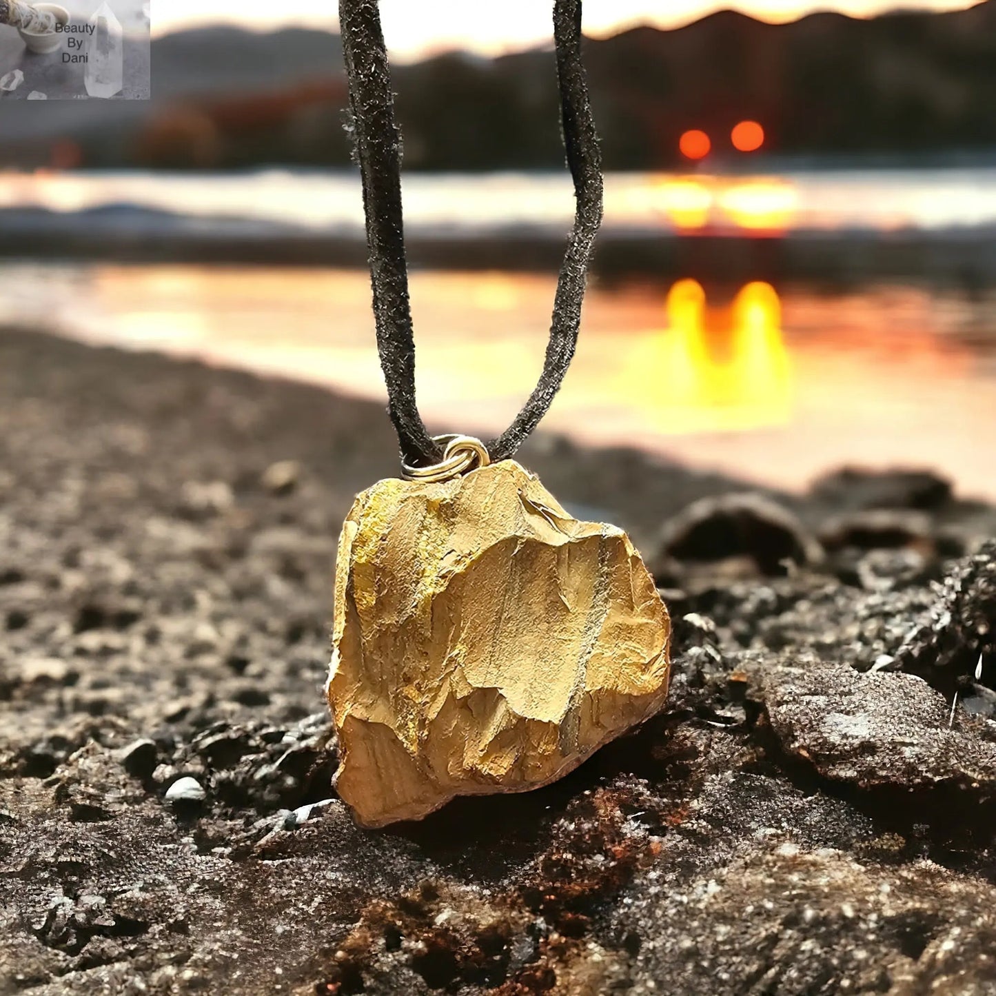 Raw Tiger's Eye Necklace with Cotton or Leather Cord