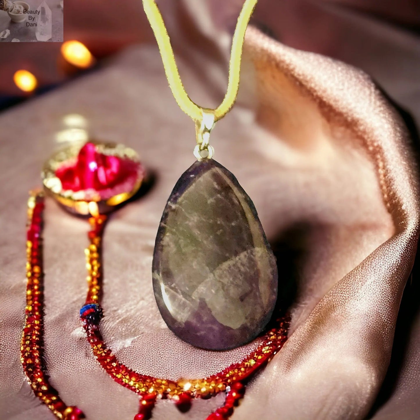 Natural Amethyst Crystal Necklace on Leather
