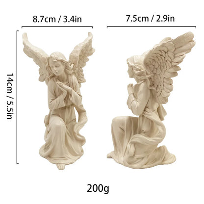 DecorBites™ Angel Figurine White Gold Resin Sculpture Collectible Statue Home Decor
